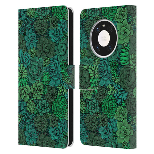 Katerina Kirilova Art Succulent Garden Leather Book Wallet Case Cover For Huawei Mate 40 Pro 5G