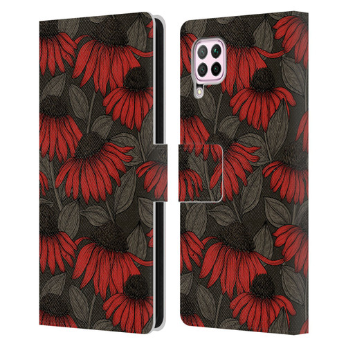 Katerina Kirilova Art Red Coneflowers Leather Book Wallet Case Cover For Huawei Nova 6 SE / P40 Lite