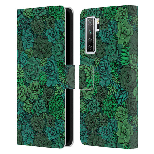 Katerina Kirilova Art Succulent Garden Leather Book Wallet Case Cover For Huawei Nova 7 SE/P40 Lite 5G