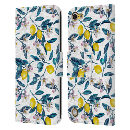 Katerina Kirilova Art Lemons And Blooms Leather Book Wallet Case Cover For Apple iPod Touch 5G 5th Gen