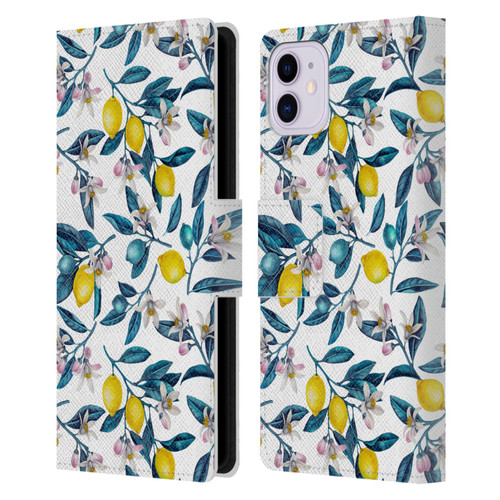 Katerina Kirilova Art Lemons And Blooms Leather Book Wallet Case Cover For Apple iPhone 11