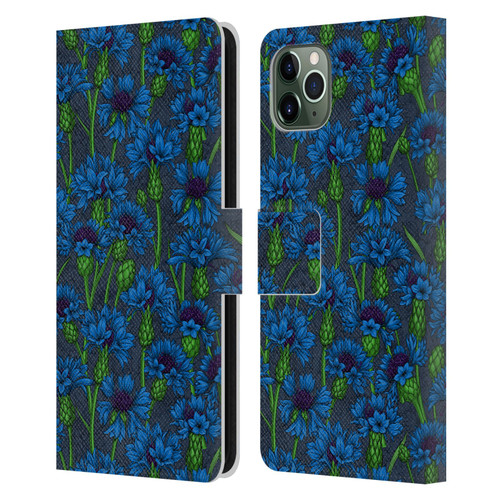 Katerina Kirilova Art Blue Cornflowers Leather Book Wallet Case Cover For Apple iPhone 11 Pro Max