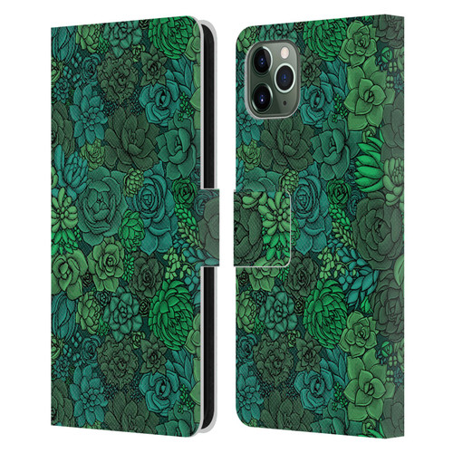 Katerina Kirilova Art Succulent Garden Leather Book Wallet Case Cover For Apple iPhone 11 Pro Max