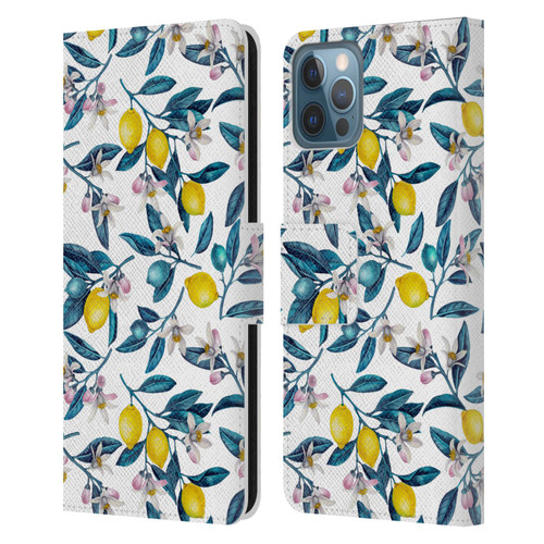 Katerina Kirilova Art Lemons And Blooms Leather Book Wallet Case Cover For Apple iPhone 12 / iPhone 12 Pro