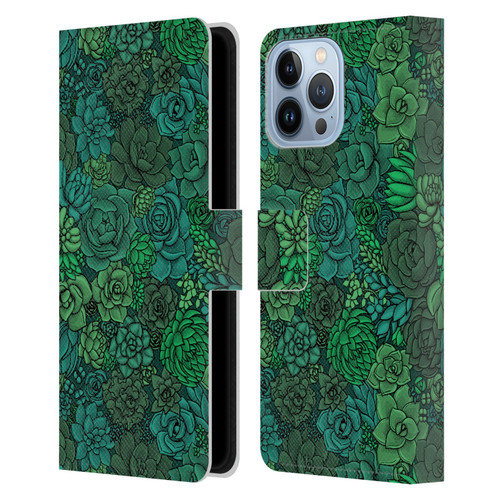Katerina Kirilova Art Succulent Garden Leather Book Wallet Case Cover For Apple iPhone 13 Pro Max