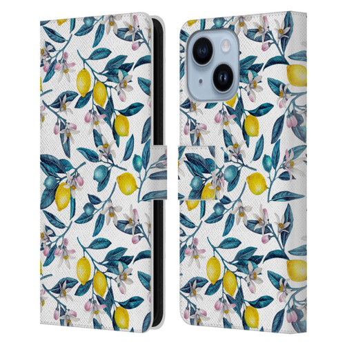 Katerina Kirilova Art Lemons And Blooms Leather Book Wallet Case Cover For Apple iPhone 14 Plus