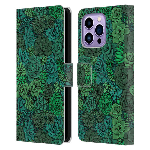 Katerina Kirilova Art Succulent Garden Leather Book Wallet Case Cover For Apple iPhone 14 Pro Max