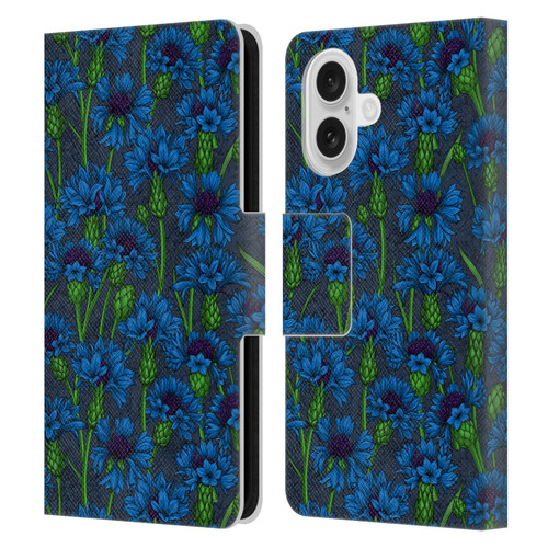Katerina Kirilova Art Blue Cornflowers Leather Book Wallet Case Cover For Apple iPhone 16
