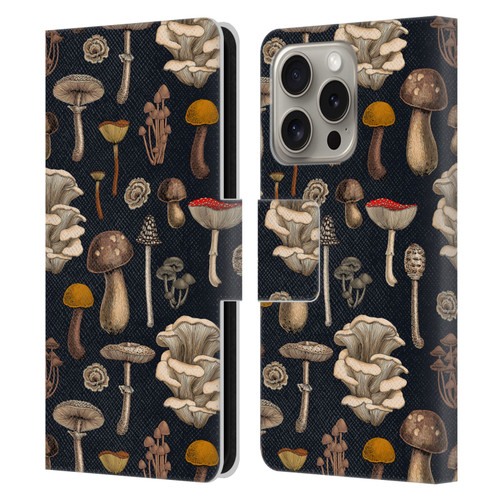 Katerina Kirilova Art Wild Mushrooms Leather Book Wallet Case Cover For Apple iPhone 16 Pro