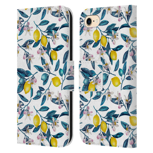 Katerina Kirilova Art Lemons And Blooms Leather Book Wallet Case Cover For Apple iPhone 7 / 8 / SE 2020 & 2022