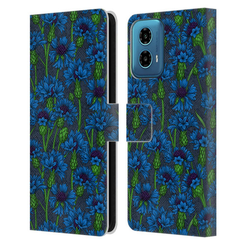 Katerina Kirilova Art Blue Cornflowers Leather Book Wallet Case Cover For Motorola Moto G34 5G