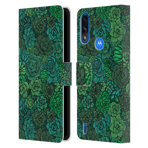 Katerina Kirilova Art Succulent Garden Leather Book Wallet Case Cover For Motorola Moto E7 Power / Moto E7i Power