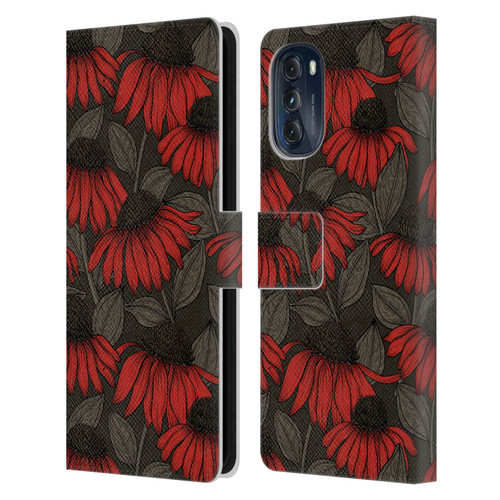 Katerina Kirilova Art Red Coneflowers Leather Book Wallet Case Cover For Motorola Moto G (2022)