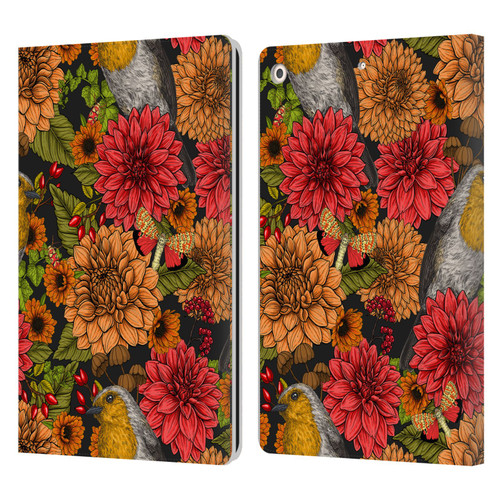 Katerina Kirilova Graphics Robins And Dahlias Leather Book Wallet Case Cover For Apple iPad 10.2 2019/2020/2021