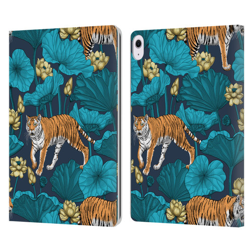 Katerina Kirilova Graphics Tigers In Lotus Pond Leather Book Wallet Case Cover For Apple iPad Air 13 2024