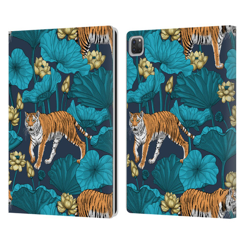 Katerina Kirilova Graphics Tigers In Lotus Pond Leather Book Wallet Case Cover For Apple iPad Pro 13 M4 2024