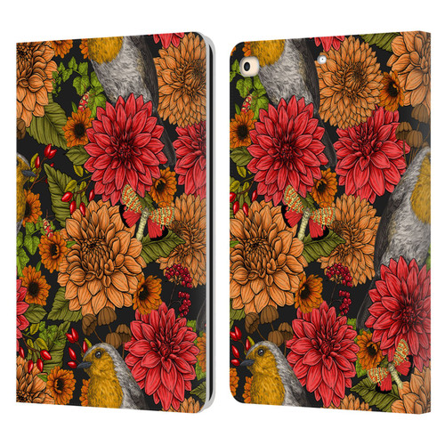 Katerina Kirilova Graphics Robins And Dahlias Leather Book Wallet Case Cover For Apple iPad 9.7 2017 / iPad 9.7 2018