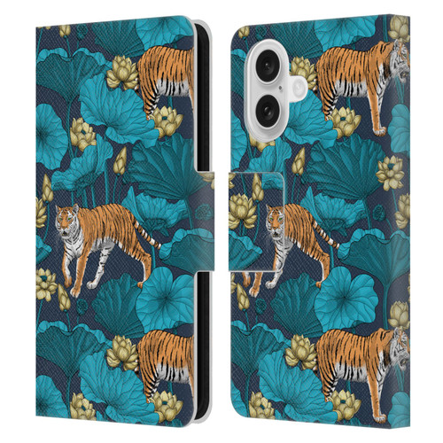 Katerina Kirilova Graphics Tigers In Lotus Pond Leather Book Wallet Case Cover For Apple iPhone 16