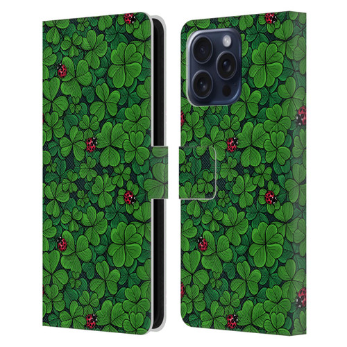 Katerina Kirilova Graphics The Lucky Clover Leather Book Wallet Case Cover For Apple iPhone 16 Pro Max