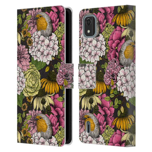 Katerina Kirilova Graphics Robins In The Garden Leather Book Wallet Case Cover For Nokia C2 2nd Edition