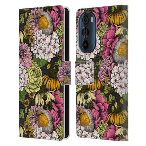 Katerina Kirilova Graphics Robins In The Garden Leather Book Wallet Case Cover For Motorola Edge 30