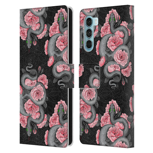 Katerina Kirilova Graphics Snakes And Roses Leather Book Wallet Case Cover For Motorola Edge S30 / Moto G200 5G