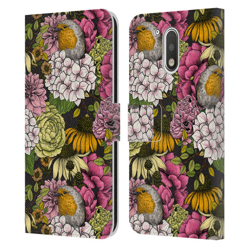 Katerina Kirilova Graphics Robins In The Garden Leather Book Wallet Case Cover For Motorola Moto G41
