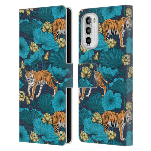 Katerina Kirilova Graphics Tigers In Lotus Pond Leather Book Wallet Case Cover For Motorola Moto G52