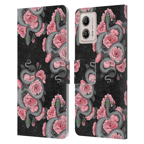 Katerina Kirilova Graphics Snakes And Roses Leather Book Wallet Case Cover For Motorola Moto G53 5G