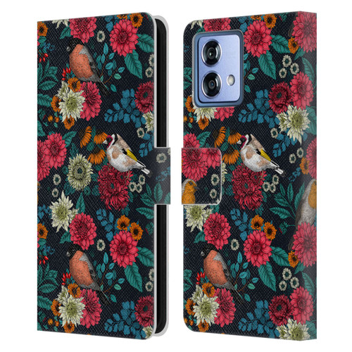 Katerina Kirilova Graphics Garden Birds Leather Book Wallet Case Cover For Motorola Moto G84 5G