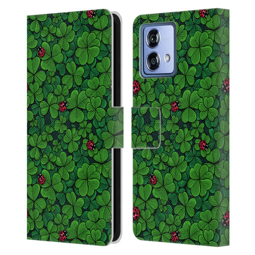 Katerina Kirilova Graphics The Lucky Clover Leather Book Wallet Case Cover For Motorola Moto G84 5G
