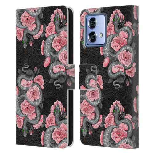 Katerina Kirilova Graphics Snakes And Roses Leather Book Wallet Case Cover For Motorola Moto G84 5G