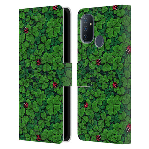 Katerina Kirilova Graphics The Lucky Clover Leather Book Wallet Case Cover For OnePlus Nord N100