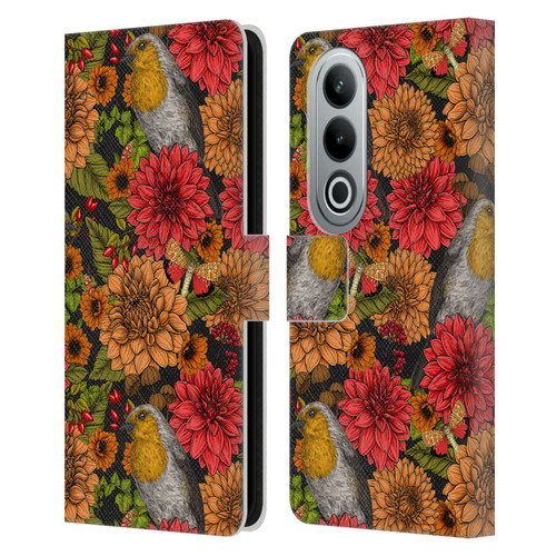 Katerina Kirilova Graphics Robins And Dahlias Leather Book Wallet Case Cover For OPPO OnePlus Ace 3V 5G