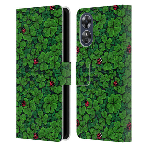 Katerina Kirilova Graphics The Lucky Clover Leather Book Wallet Case Cover For OPPO A17