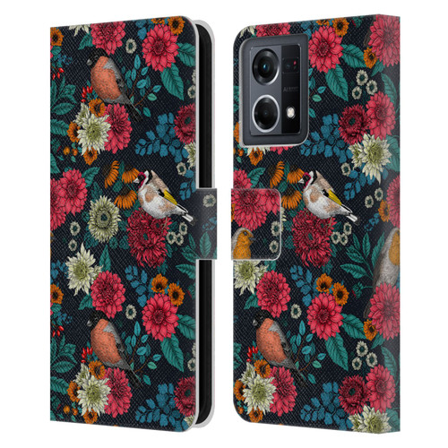 Katerina Kirilova Graphics Garden Birds Leather Book Wallet Case Cover For OPPO Reno8 4G