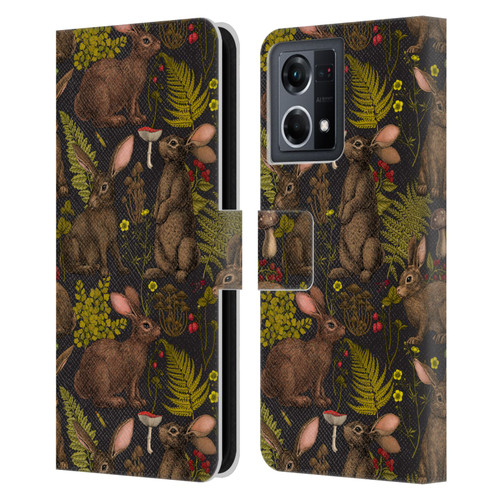 Katerina Kirilova Graphics Rabbits Leather Book Wallet Case Cover For OPPO Reno8 4G