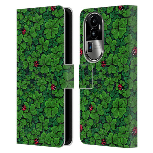Katerina Kirilova Graphics The Lucky Clover Leather Book Wallet Case Cover For OPPO Reno10 Pro+