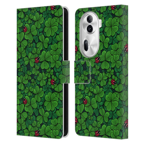 Katerina Kirilova Graphics The Lucky Clover Leather Book Wallet Case Cover For OPPO Reno11