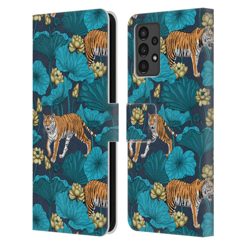Katerina Kirilova Graphics Tigers In Lotus Pond Leather Book Wallet Case Cover For Samsung Galaxy A13 (2022)