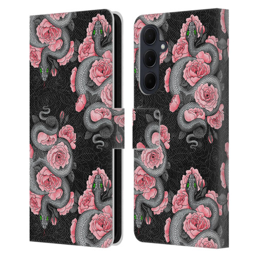 Katerina Kirilova Graphics Snakes And Roses Leather Book Wallet Case Cover For Samsung Galaxy A35 5G