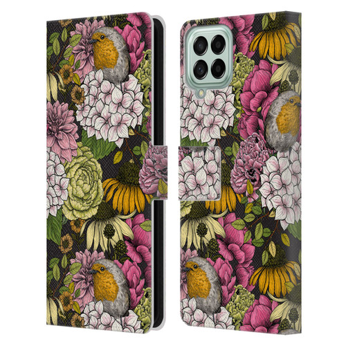 Katerina Kirilova Graphics Robins In The Garden Leather Book Wallet Case Cover For Samsung Galaxy M53 (2022)