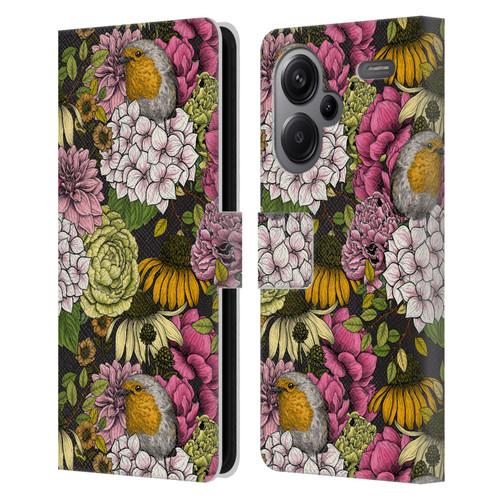 Katerina Kirilova Graphics Robins In The Garden Leather Book Wallet Case Cover For Xiaomi Redmi Note 13 Pro Plus 5G