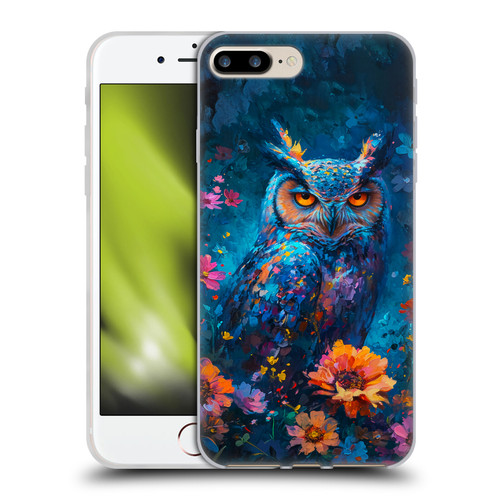 Haroulita Mix Art Animals Owl In Flowers Soft Gel Case for Apple iPhone 7 Plus / iPhone 8 Plus