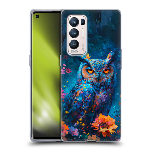 Haroulita Mix Art Animals Owl In Flowers Soft Gel Case for OPPO Find X3 Neo / Reno5 Pro+ 5G