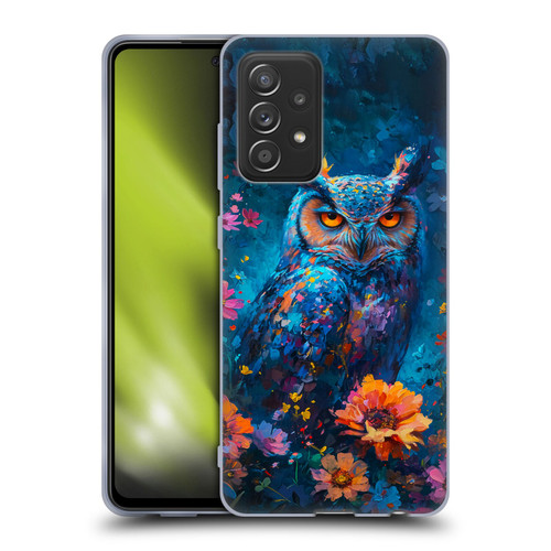 Haroulita Mix Art Animals Owl In Flowers Soft Gel Case for Samsung Galaxy A52 / A52s / 5G (2021)