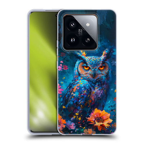 Haroulita Mix Art Animals Owl In Flowers Soft Gel Case for Xiaomi 14 Pro