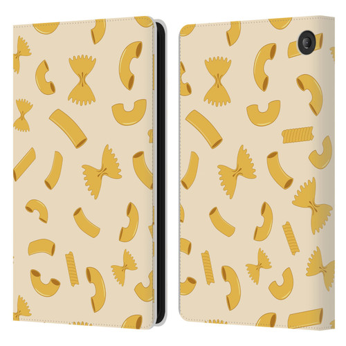 PLdesign Food Patterns Macaroni Pasta Gold Leather Book Wallet Case Cover For Amazon Fire 7 2022