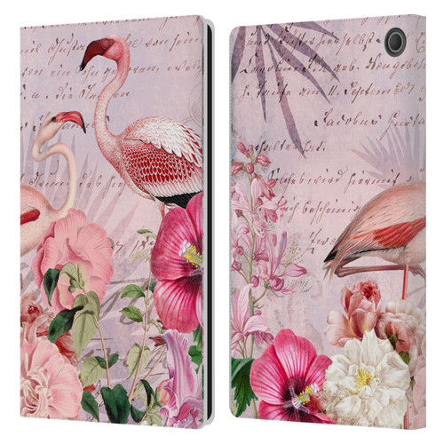 LebensArt Birds And Floral Flamingo Paradise Leather Book Wallet Case Cover For Amazon Fire Max 11 2023