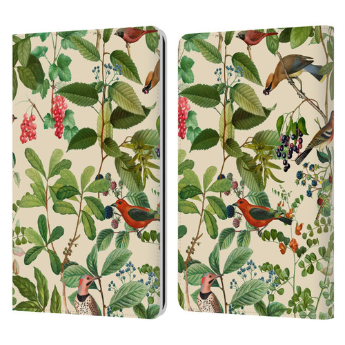 LebensArt Birds And Floral Berries Leather Book Wallet Case Cover For Amazon Kindle Paperwhite 1 / 2 / 3